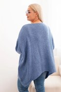 Sweter damski  Plus Size z akrylem o luźnym kroju i rękawem 3/4 jeansowy  