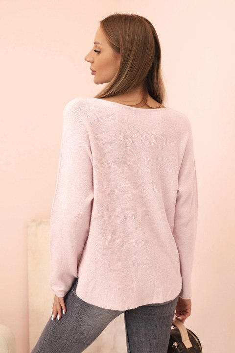 Sweter damski z wiskozą z dekoltem w serek ciemny pudrowy róż Sweter damski z wiskozą z dekoltem w serek ciemny pudrowy róż