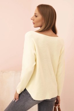 Sweter damski  z wiskozą z dekoltem w serek cytrynowy  