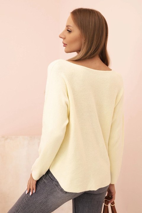 Sweter damski z wiskozą z dekoltem w serek cytrynowy Sweter damski z wiskozą z dekoltem w serek cytrynowy