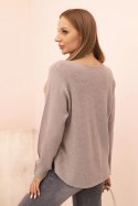 Sweter damski  z wiskozą z dekoltem w serek fango  