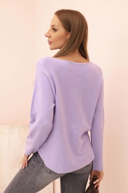 Sweter damski  z wiskozą z dekoltem w serek fioletowy  