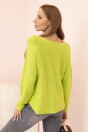 Sweter damski  z wiskozą z dekoltem w serek pistacjowy  