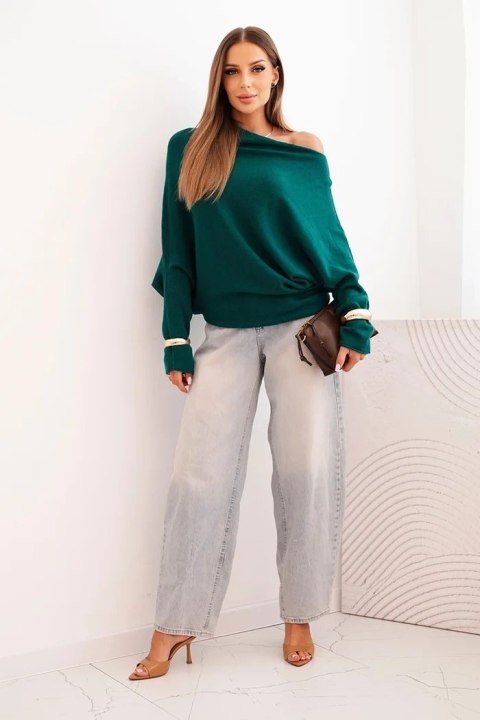Sweter damski wiskozowy asymetryczny typu nietoperz jasny morski Sweter damski wiskozowy asymetryczny typu nietoperz jasny morski