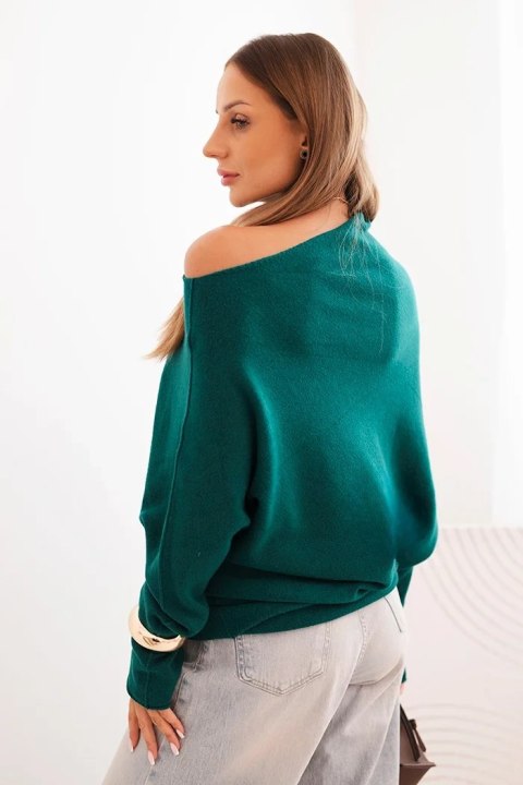 Sweter damski wiskozowy asymetryczny typu nietoperz jasny morski Sweter damski wiskozowy asymetryczny typu nietoperz jasny morski