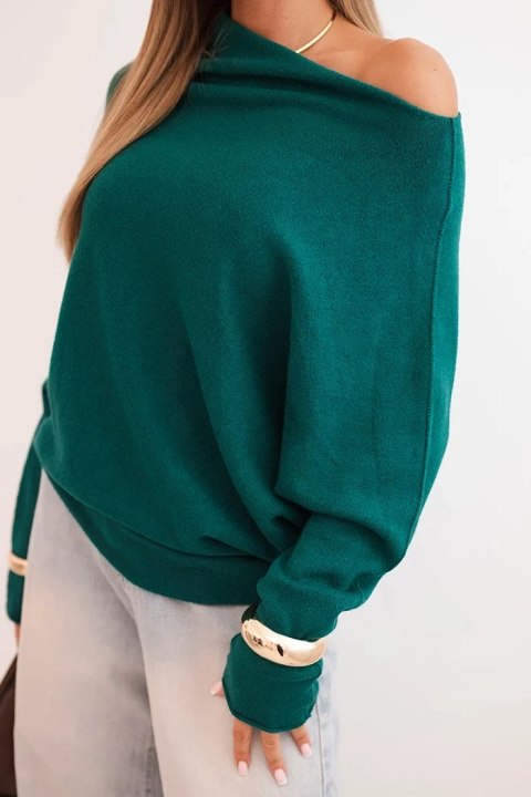Sweter damski wiskozowy asymetryczny typu nietoperz jasny morski Sweter damski wiskozowy asymetryczny typu nietoperz jasny morski