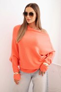 Sweter damski wiskozowy asymetryczny typu nietoperz łososiowy  