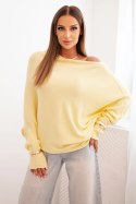Sweter damski wiskozowy asymetryczny typu nietoperz żółty  