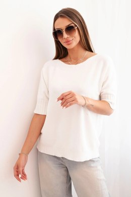 Sweter damski z wiskozy z krótkim rękawem ecru  