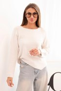 Sweterek damski  z wiskozy z długim rękawem i okrągłym dekoltem beżowy  