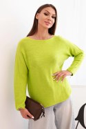 Sweterek damski  z wiskozy z długim rękawem i okrągłym dekoltem pistacjowy  