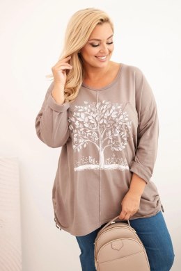 Bluza damska Plus Size bawełniana z nadrukiem drzewa fango