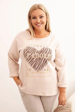 Bluza damska Plus Size masełkowa z nadrukiem 3D bawełniana