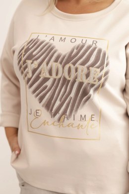 Bluza damska Plus Size masełkowa z nadrukiem 3D bawełniana