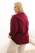 Bluza damska Plus Size masełkowa z nadrukiem 3D śliwkowa