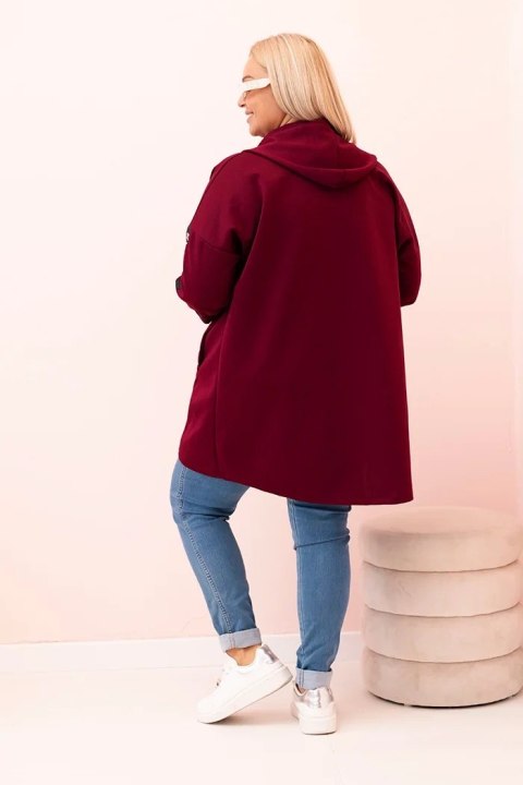 Bluza damska Plus Size z wiskozą rozpinana z kapturem śliwkowa Bluza damska Plus Size z wiskozą rozpinana z kapturem śliwkowa