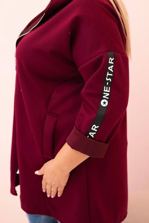 Bluza damska Plus Size z wiskozą rozpinana z kapturem śliwkowa Bluza damska Plus Size z wiskozą rozpinana z kapturem śliwkowa