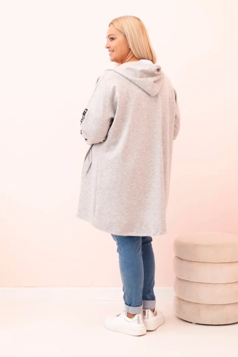 Bluza damska Plus Size z wiskozą rozpinana z kapturem szara Bluza damska Plus Size z wiskozą rozpinana z kapturem szara