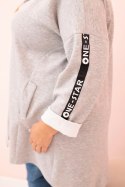 Bluza damska Plus Size z wiskozą rozpinana z kapturem szara