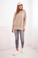 Bluza damska oversize z długim rękawem jasno beżowa