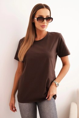 Bluzka damska bawełniana o klasycznym kroju brązowa  