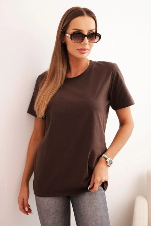 Bluzka damska bawełniana o klasycznym kroju brązowa  
