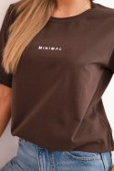 Bluzka damska bawełniana z nadrukiem Minimal brązowa Polski