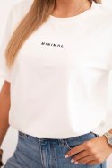 Bluzka damska bawełniana z nadrukiem Minimal ecru Polski
