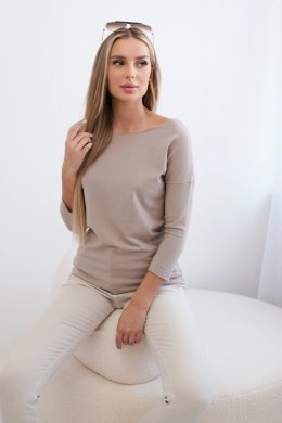 Bluzka damska z dekoltem w łódkę beżowa
