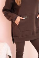 Komplet damski bawełniany bluza z kapturem i legginsy z wysokim stanem brązowy Polski