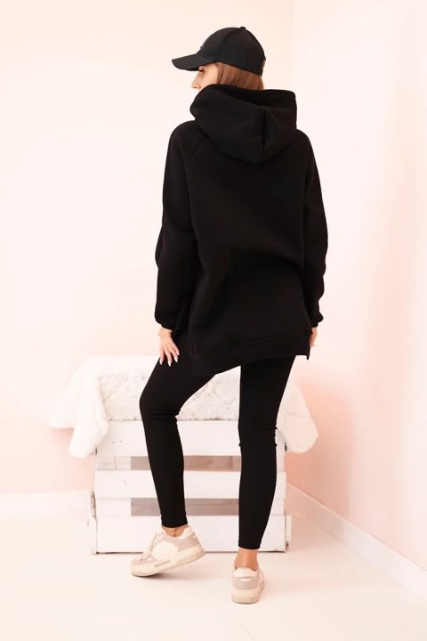 Komplet damski bawełniany bluza z kapturem i legginsy z wysokim stanem czarny Polski Komplet damski bawełniany bluza z kapturem i legginsy z wysokim stanem czarny Polski