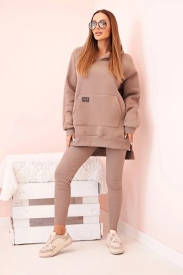 Komplet damski bawełniany bluza z kapturem i legginsy z wysokim stanem fango Polski