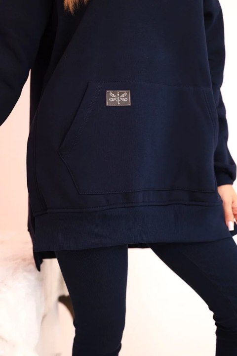 Komplet damski bawełniany bluza z kapturem i legginsy z wysokim stanem granatowy Polski Komplet damski bawełniany bluza z kapturem i legginsy z wysokim stanem granatowy Polski