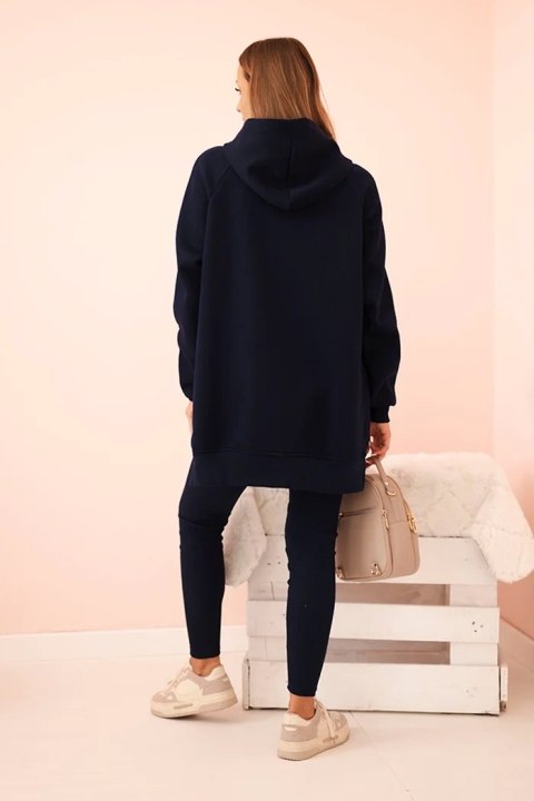 Komplet damski bawełniany bluza z kapturem i legginsy z wysokim stanem granatowy Polski Komplet damski bawełniany bluza z kapturem i legginsy z wysokim stanem granatowy Polski