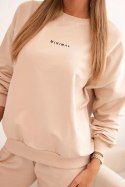 Komplet damski bawełniany z nadrukiem Minimal beżowy Polski