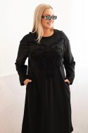 Sukienka damska Plus Size z haftem bawełniana czarna