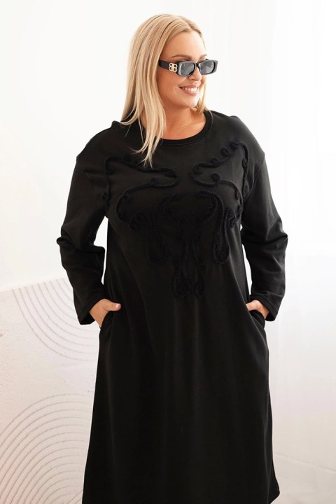Sukienka damska Plus Size z haftem bawełniana czarna Sukienka damska Plus Size z haftem bawełniana czarna