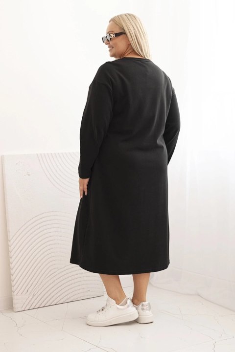 Sukienka damska Plus Size z haftem bawełniana czarna Sukienka damska Plus Size z haftem bawełniana czarna