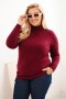 Sweter damski Plus Size z wiskozy o klasycznym kroju bordowy