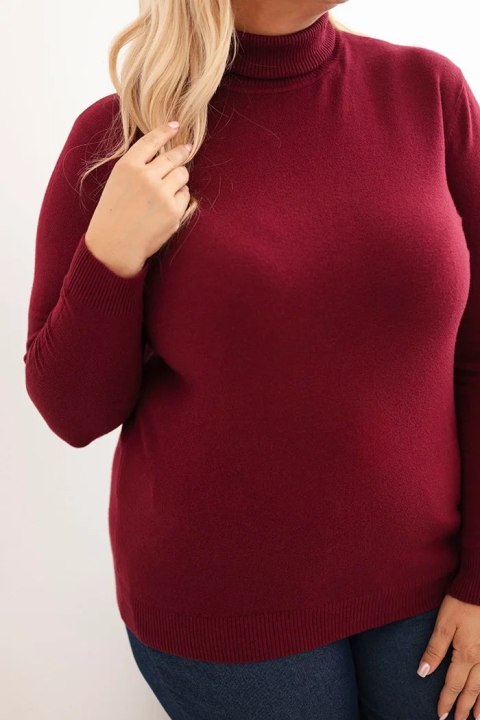 Sweter damski Plus Size z wiskozy o klasycznym kroju bordowy Sweter damski Plus Size z wiskozy o klasycznym kroju bordowy