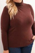 Sweter damski Plus Size z wiskozy o klasycznym kroju brązowy