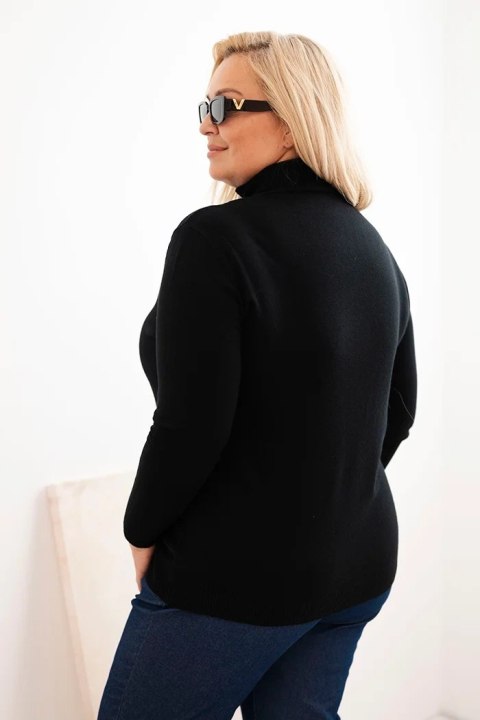 Sweter damski Plus Size z wiskozy o klasycznym kroju czarny Sweter damski Plus Size z wiskozy o klasycznym kroju czarny