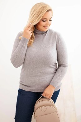 Sweter damski Plus Size z wiskozy o klasycznym kroju szary
