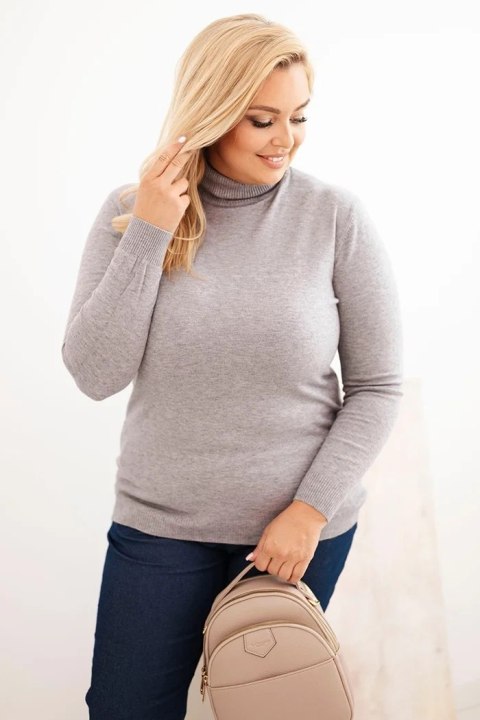Sweter damski Plus Size z wiskozy o klasycznym kroju szary Sweter damski Plus Size z wiskozy o klasycznym kroju szary