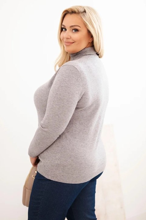 Sweter damski Plus Size z wiskozy o klasycznym kroju szary Sweter damski Plus Size z wiskozy o klasycznym kroju szary