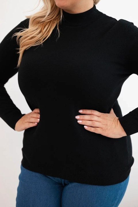 Sweter damski Plus Size z wiskozy z golfem czarny Sweter damski Plus Size z wiskozy z golfem czarny
