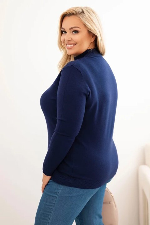 Sweter damski Plus Size z wiskozy z golfem granatowy Sweter damski Plus Size z wiskozy z golfem granatowy