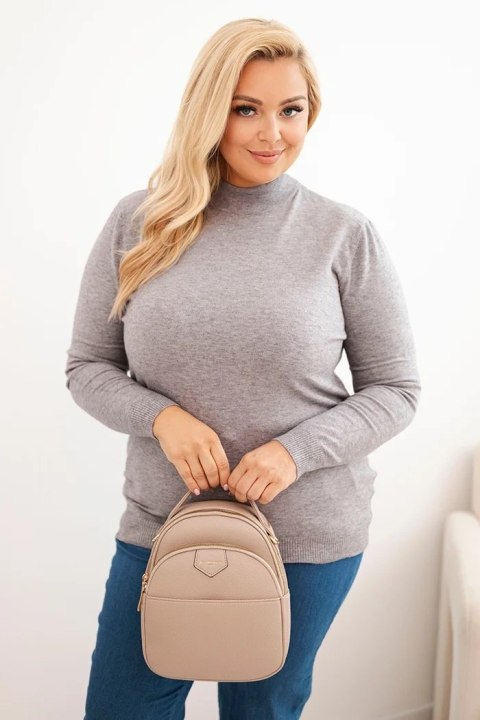 Sweter damski Plus Size z wiskozy z golfem szary Sweter damski Plus Size z wiskozy z golfem szary