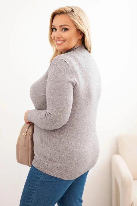 Sweter damski Plus Size z wiskozy z golfem szary Sweter damski Plus Size z wiskozy z golfem szary