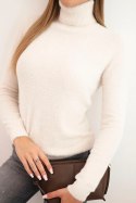 Sweter damski alpaka z golfem beżowy
